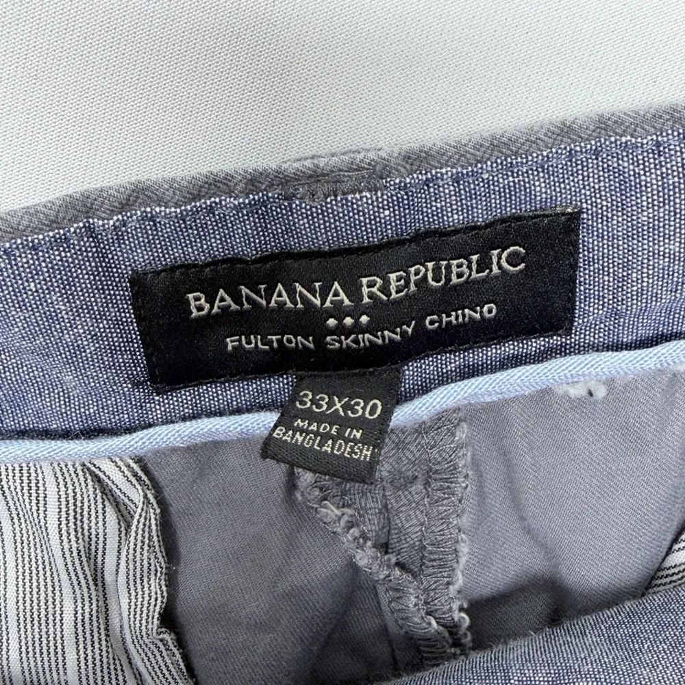 Banana Republic Fulton Skinny Chino Pants Mens 33x30 Grey Micro Pattern Stretch